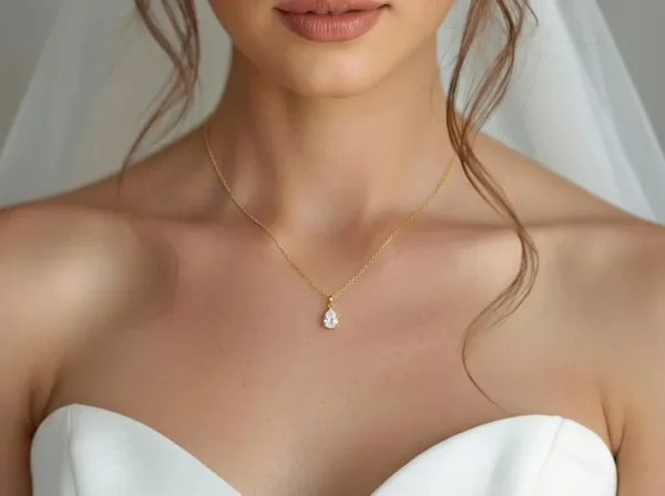 Pear Cut Solitaire Pendant Necklace