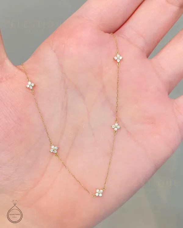 Dainty Floral Crystal Station Necklace