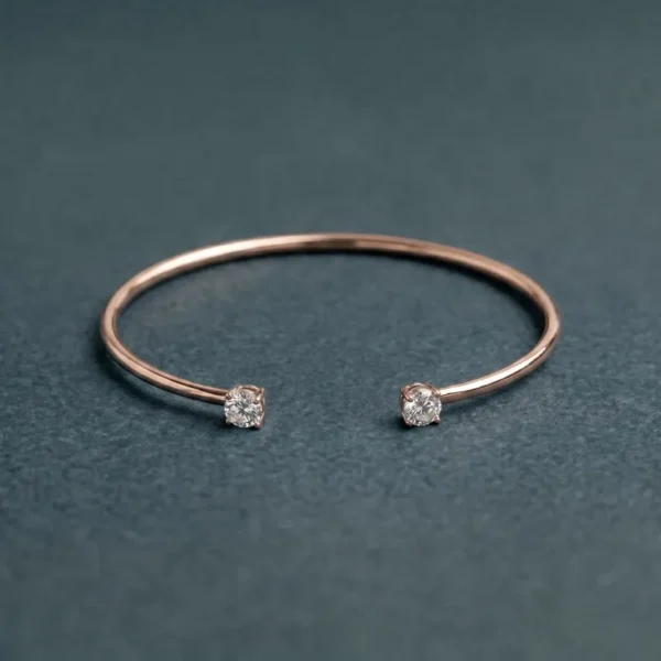 Round Solitaire Open Cuff Bracelet