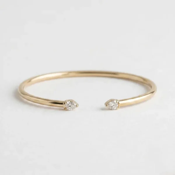 Pear-Cut Crystal Open Cuff Bangle