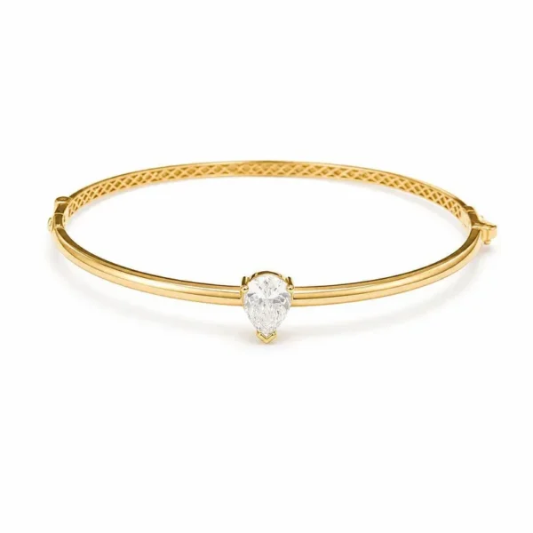 Pear-Cut Crystal Gold Bangle